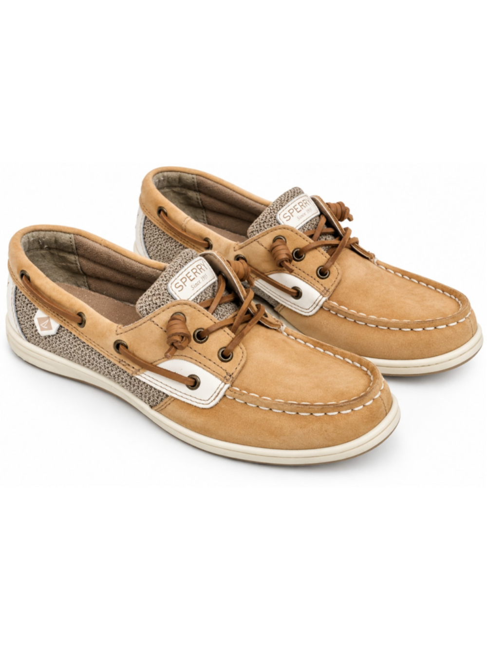 Sperry Top-Sider Youth Size 3M Tan Leather Boat Shoes YG56151 Cushioned Non-Slip